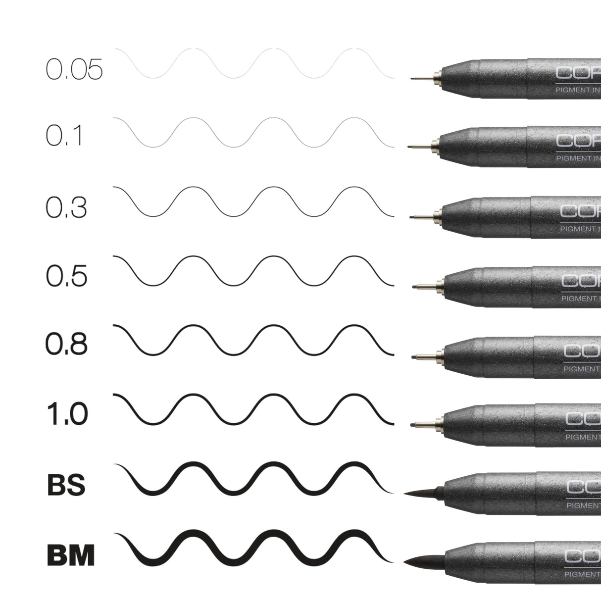 Copic Multiliner Black Set, 8 pcs.