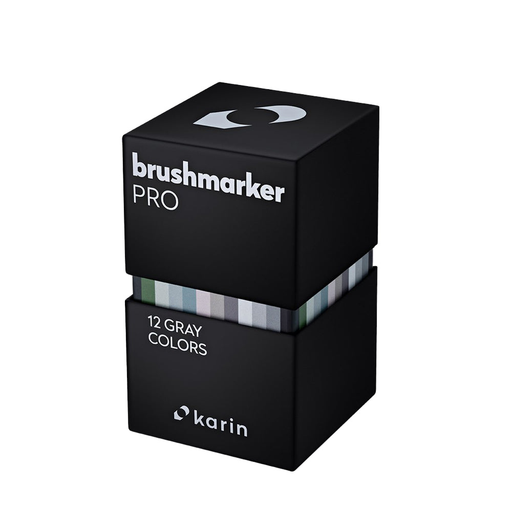 Karin Brushmarker PRO Markers Set | 12 Grey Colours