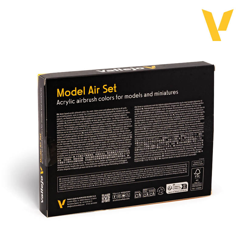 Vallejo German/Allied WWII Model Air Acrylic Paint Set, 16x17 ml