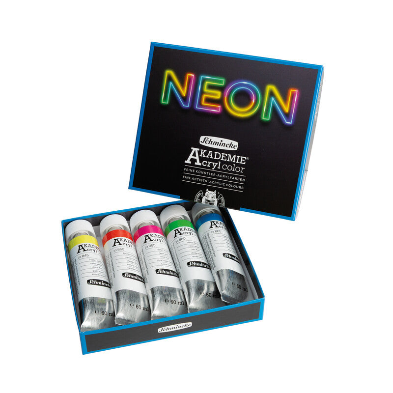 Schmincke Akademie Acryl Color Neon Paint Set, 5x60 ml