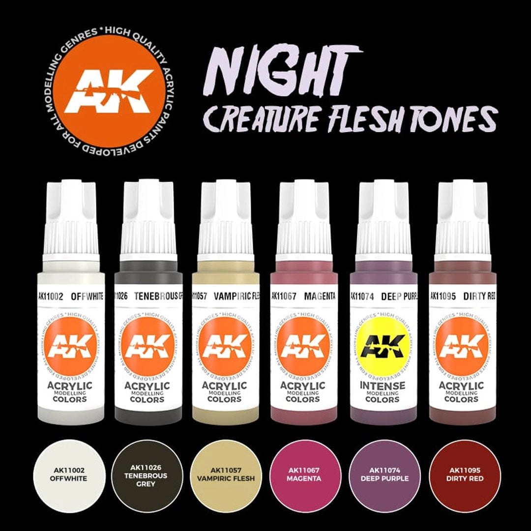 AK Interactive 3GEN Night Creature Flesh Tones Acrylic Paint Set, 6x17 ml