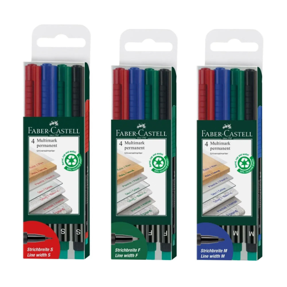 Faber-Castell Multimark Permanent Markers with Eraser Set, 4 colors