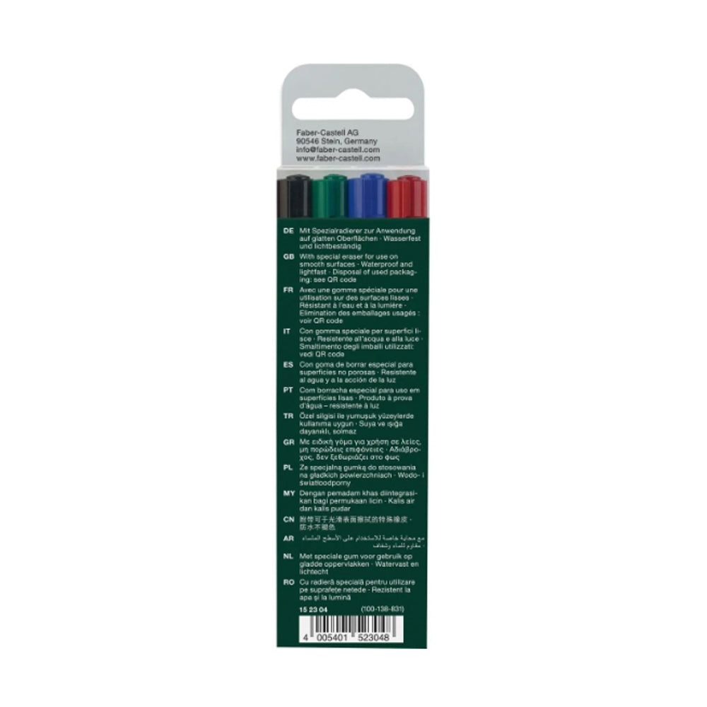 Faber-Castell Multimark Permanent Markers with Eraser Set, 4 colors