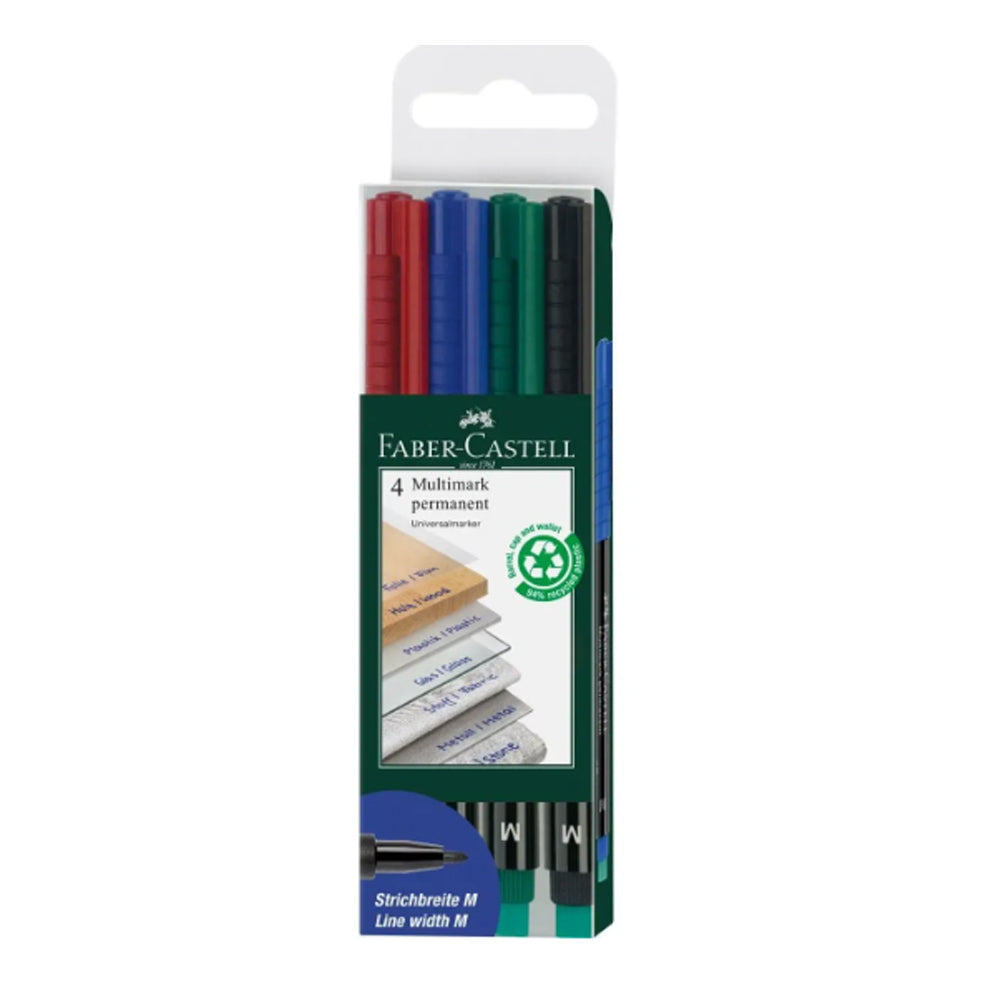 Faber-Castell Multimark Permanent Markers with Eraser Set, 4 colors