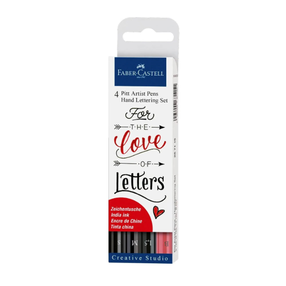 Faber-Castell Pitt Artist India Ink Lettering Pen Set, 4 pcs.