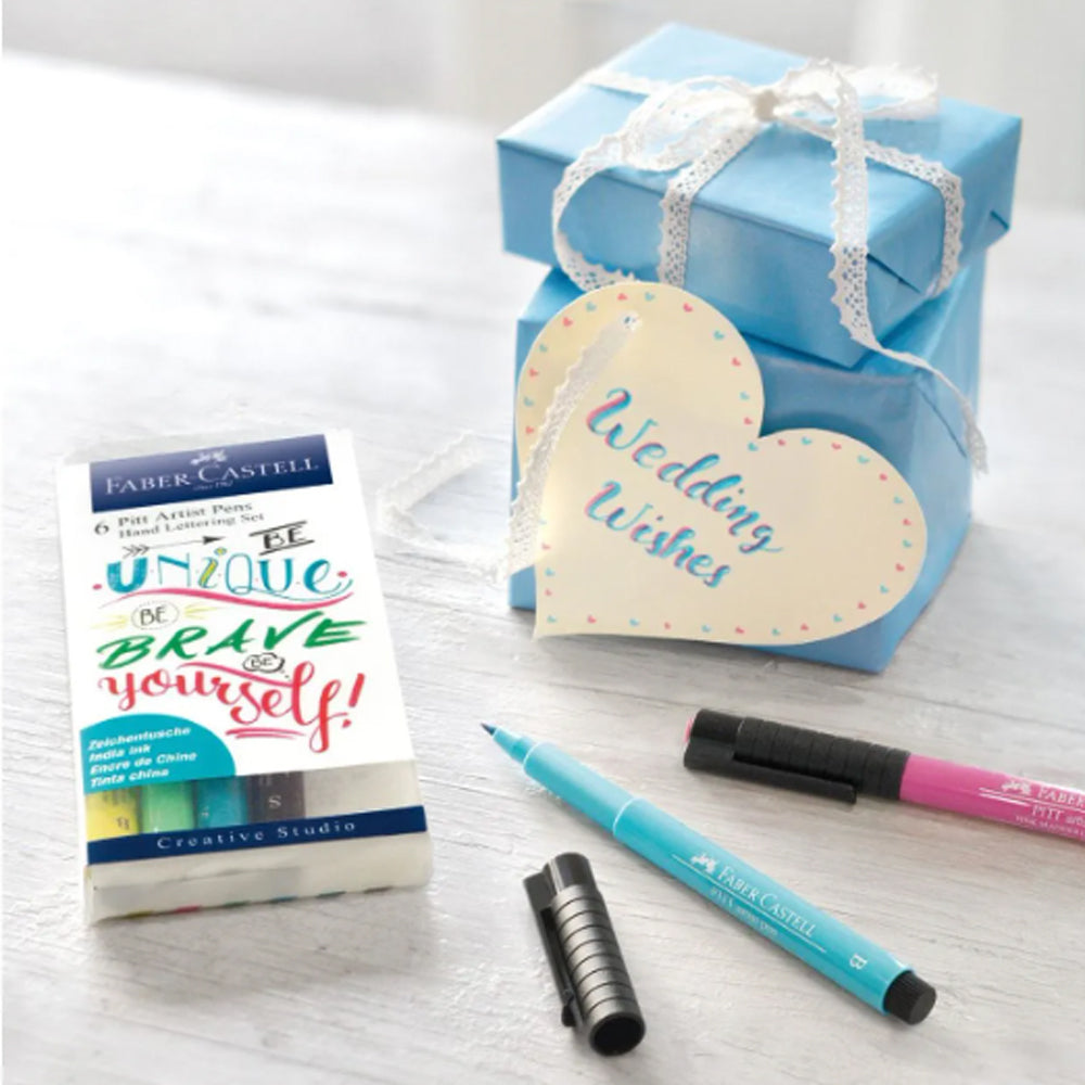 Faber-Castell Pitt Artist India Ink Lettering Pen Set, 6 pcs.