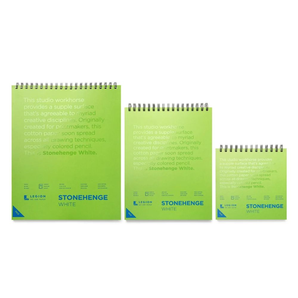 Stonehenge White drawing paper with spiral binding, 32 sheets, 250 gsm