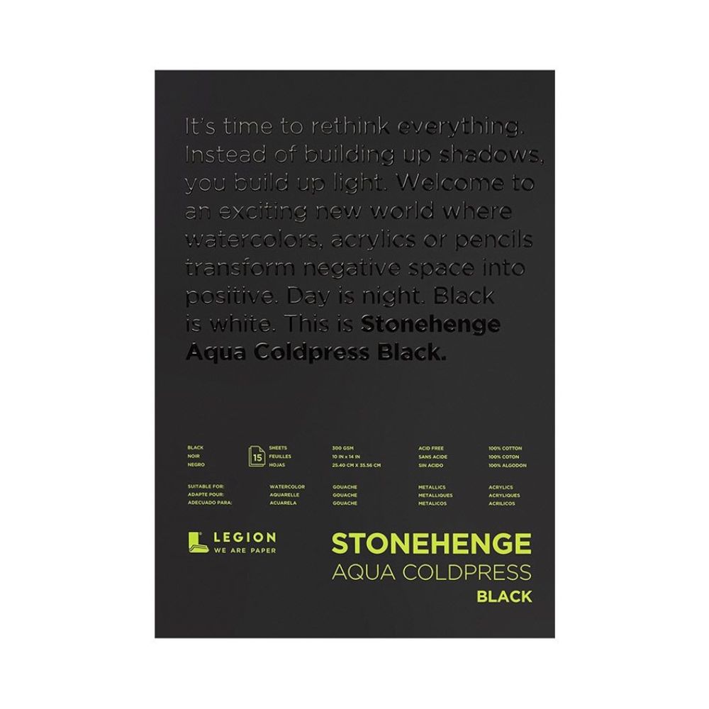Stonehenge Aqua Black watercolour paper, 15 sheets, 300 gsm