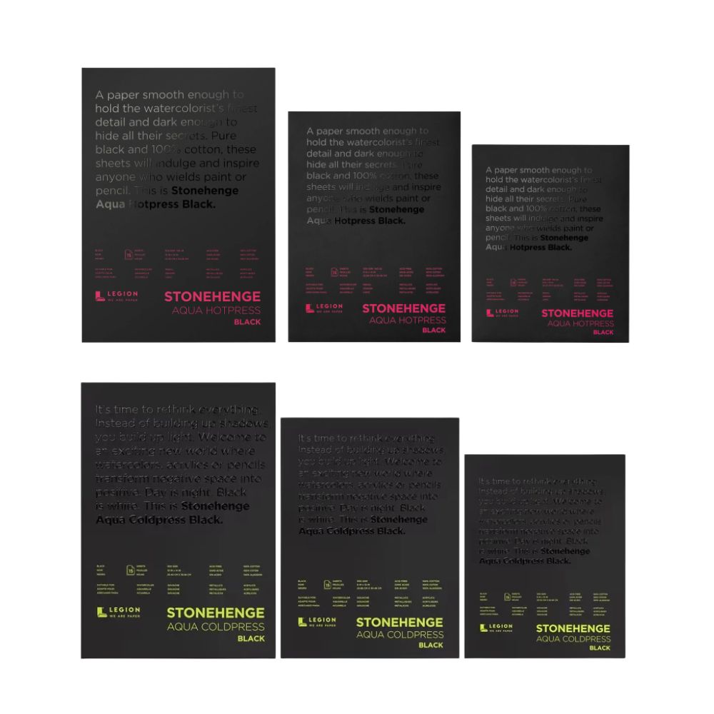 Stonehenge Aqua Black watercolour paper, 15 sheets, 300 gsm