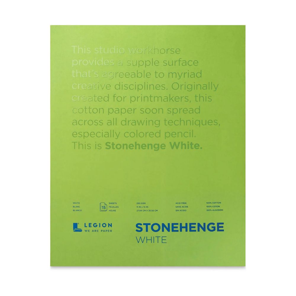 Stonehenge White drawing paper pad, 15 sheets, 250 gsm