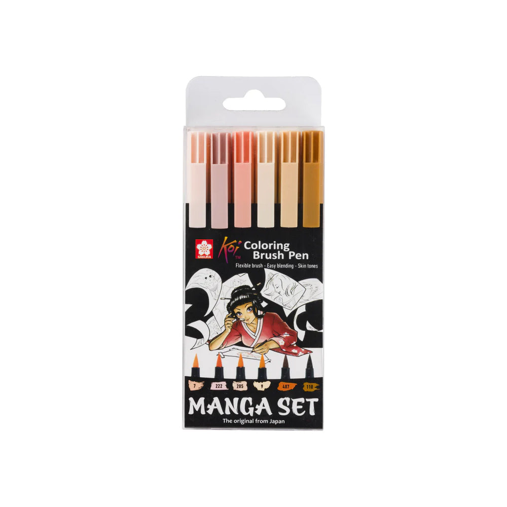 Sakura Koi Coloring Brush Pen Manga Set, 6 colours