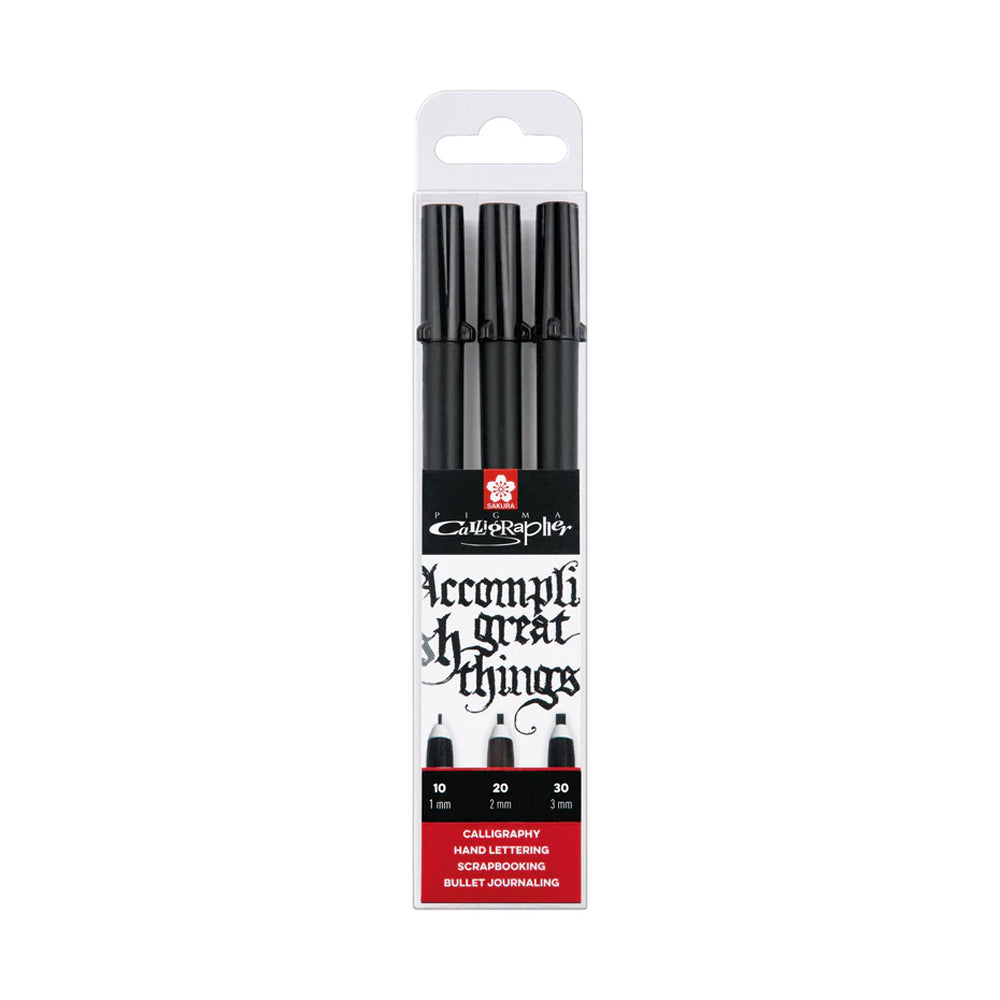 Sakura Pigma Calligrapher Pens Set, 3 pcs., Black
