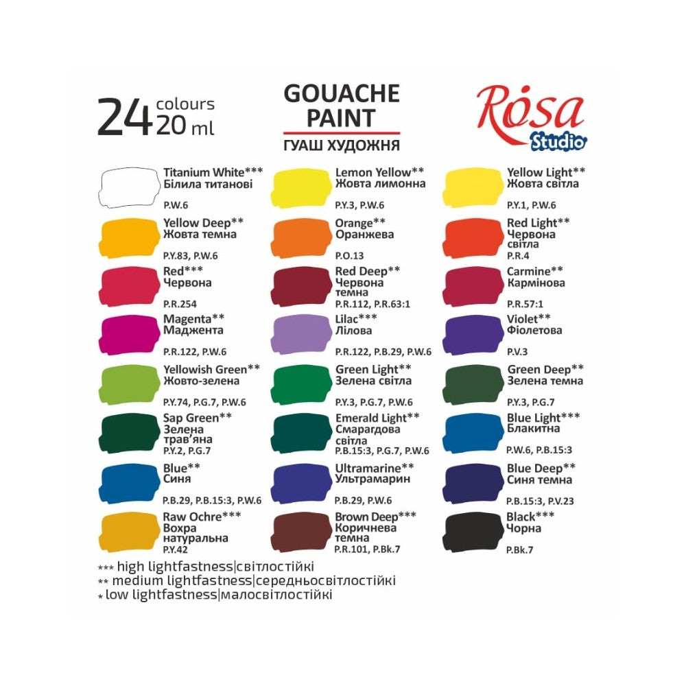 ROSA Studio Modern Gouache Paint Set, 24x20 ml