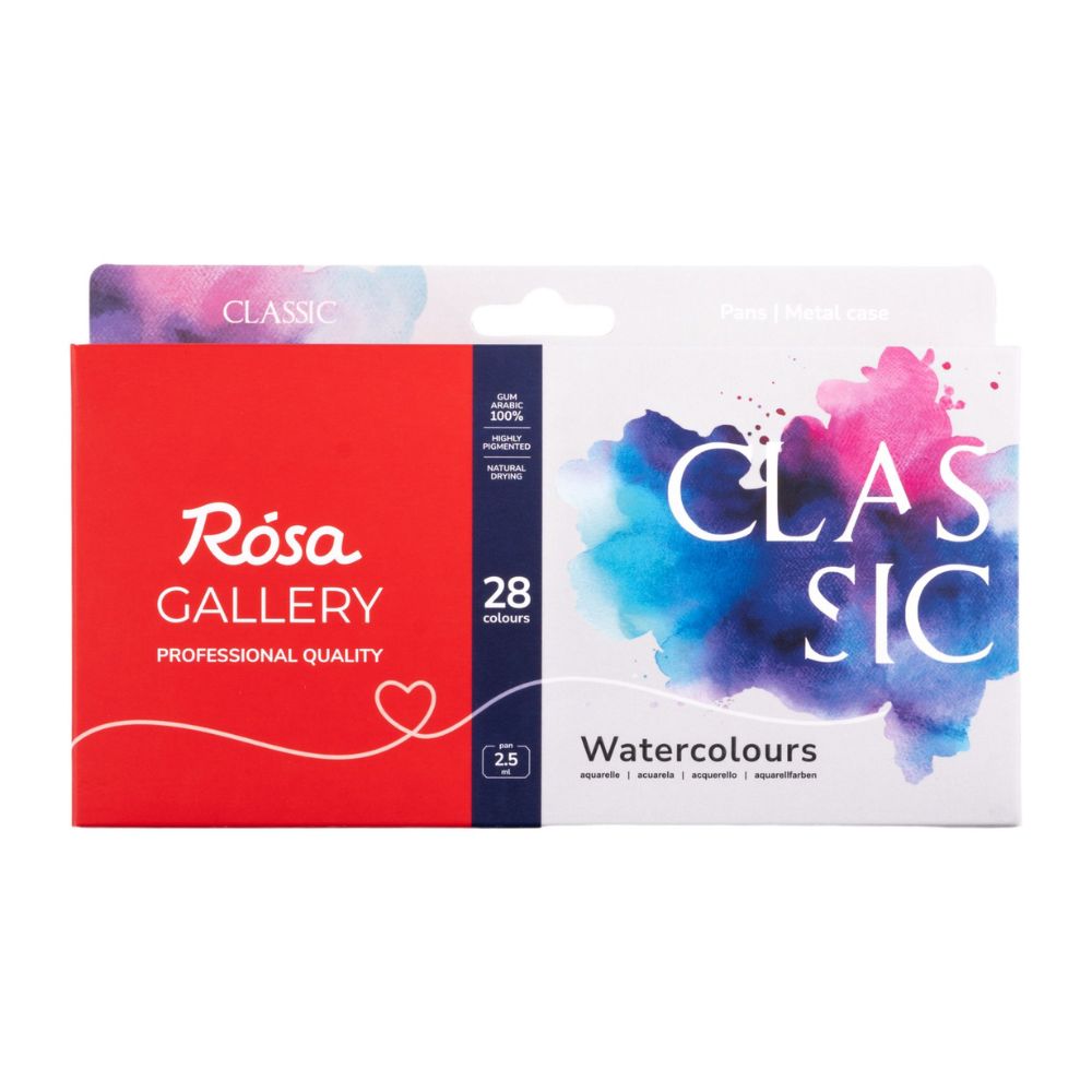 ROSA Gallery Watercolour Metal Tin Set - Classic, 28 colours