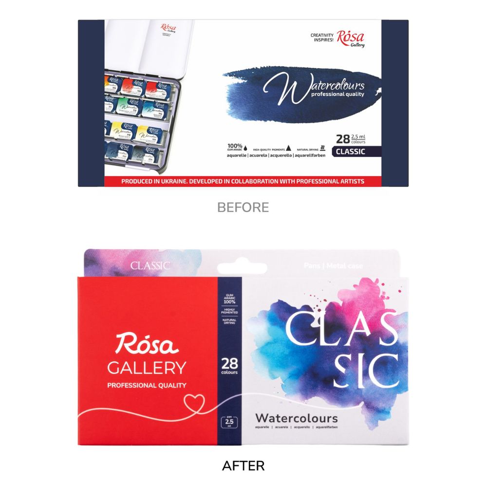 ROSA Gallery Watercolour Metal Tin Set - Classic, 28 colours