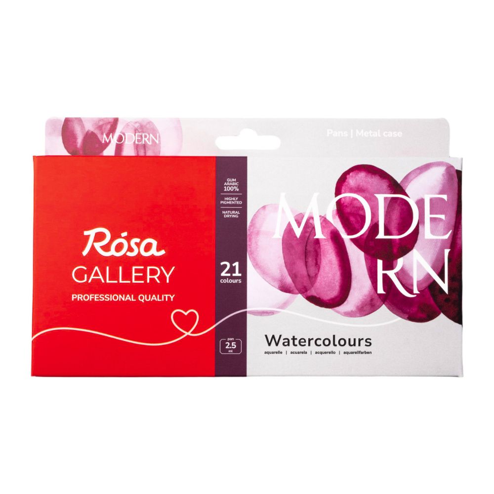 ROSA Gallery Watercolour Metal Tin Set - Modern, 21 colours