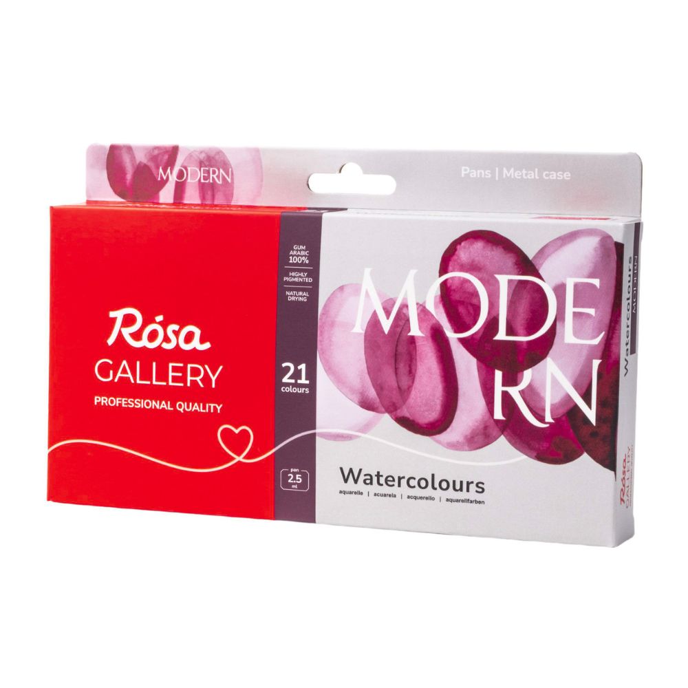ROSA Gallery Watercolour Metal Tin Set - Modern, 21 colours