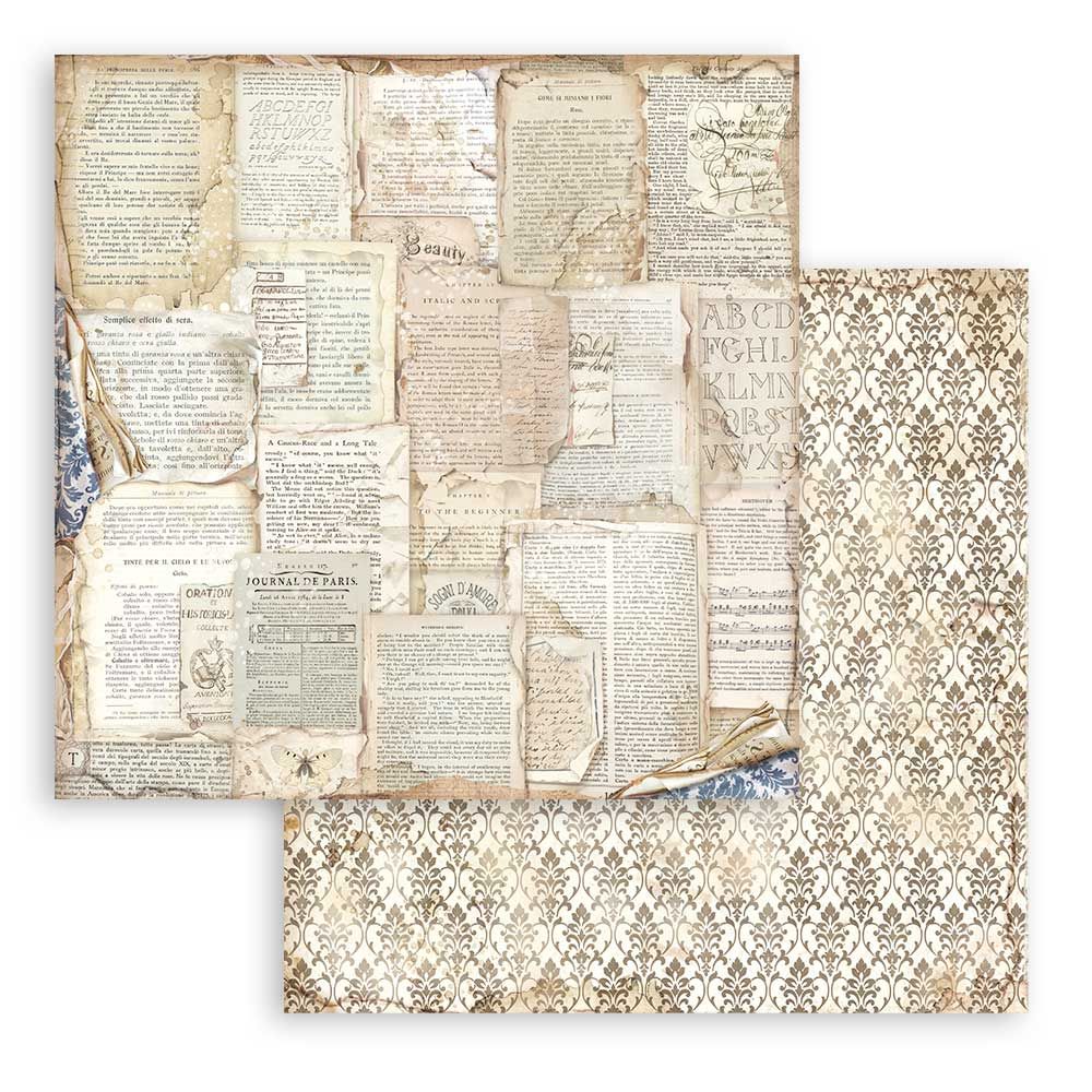 Stamperia Double-Sided Scrapbooking Paper Set - Vintage Library Backgrounds Selection, 10 units