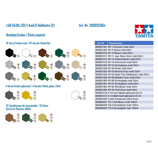 Tamiya 1:48 Sd.Kfz. 251/1 Ausf.D Halftrack Scale Model Kit, 1:48