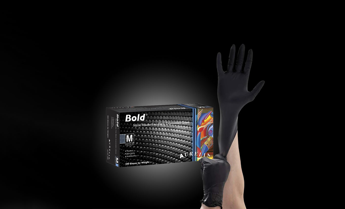Aurelia Nitrile Powder Free Black Examination Gloves