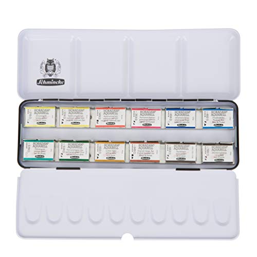 Schmincke Horadam Aquarell Set in a Metal Box, 12 colours, Full-Pan