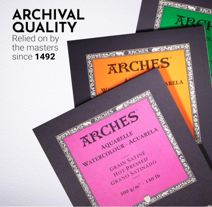Arches Watercolour Paper Pad, Rough, 100 % Cotton, 12 Sheets, 23x31 cm