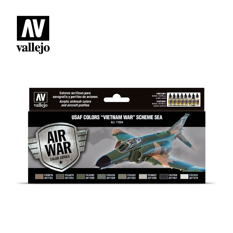 Vallejo USAF colors “Vietnam War” Scheme SEA Acrylic Paint Set, 8x17 ml