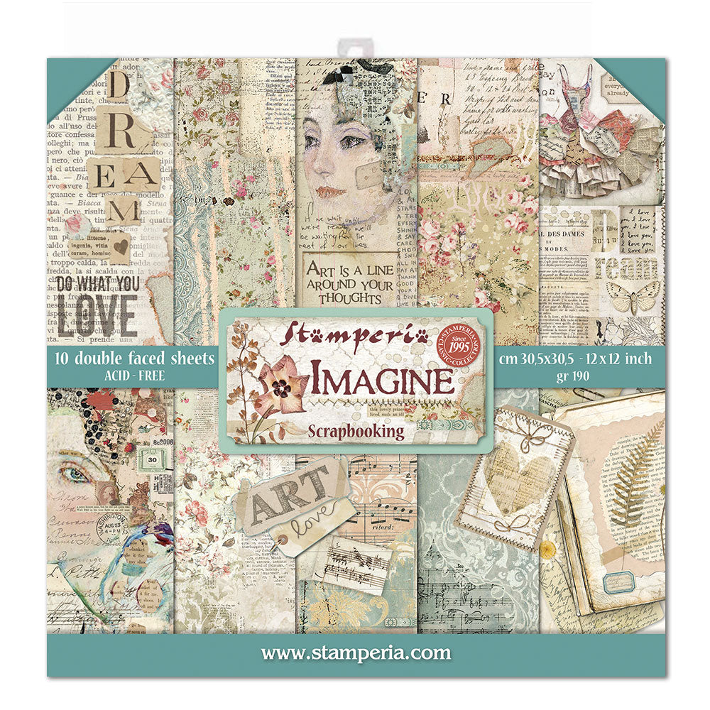 Stamperia Double-Sided Scrapbooking Paper Set - Imagine, 10 units