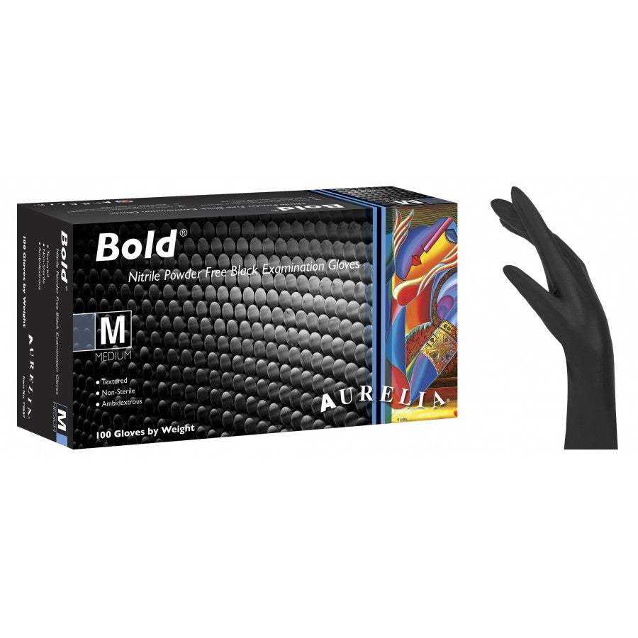 Aurelia Bold Nitrile Powder Free Black Disposable Gloves