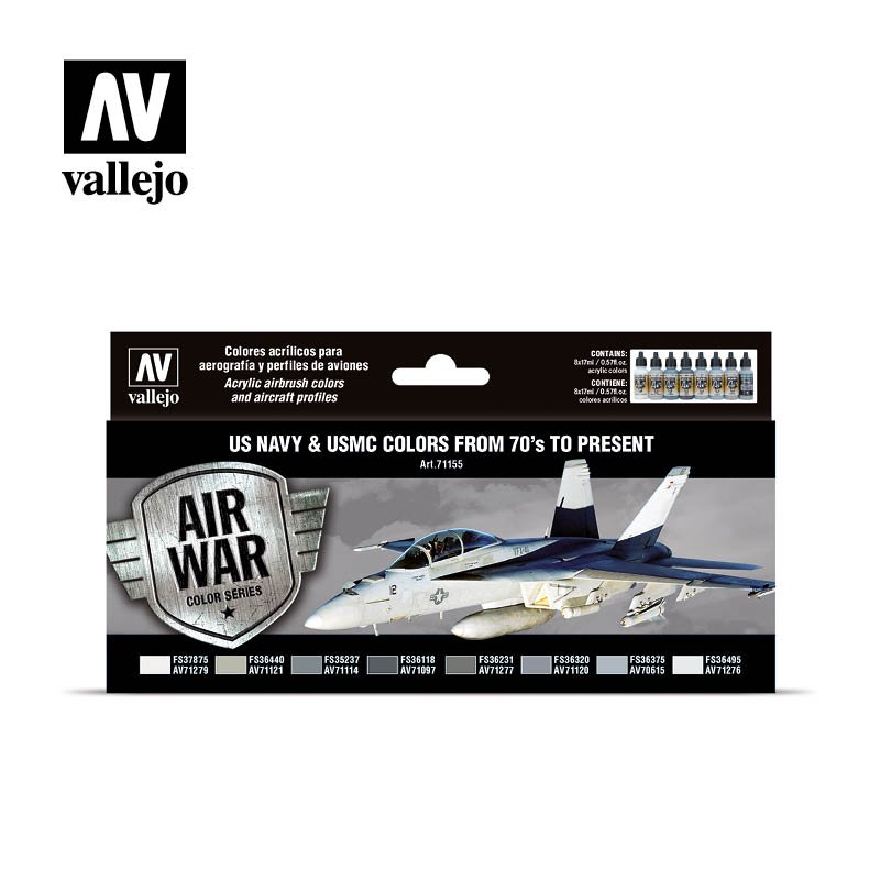 Vallejo US Navy & USMC Colors Acrylic Paint Set, 8x17 ml