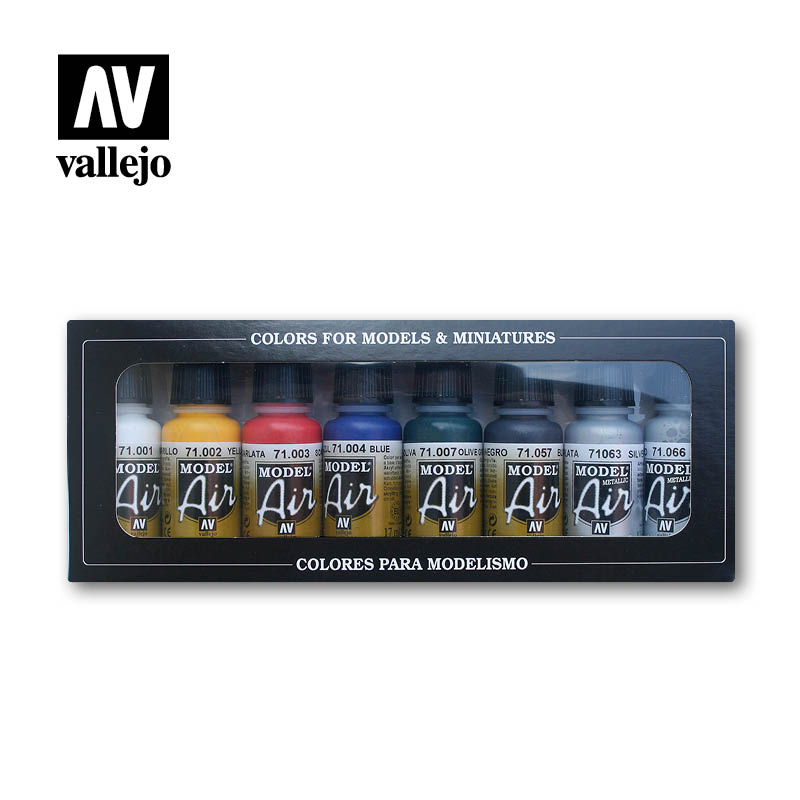 Vallejo Basic Colors Model Air Paint Set, 8x17 ml