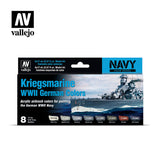 Vallejo Kriegsmarine WWII German Colors Model Air Paint Set, 8x17 ml