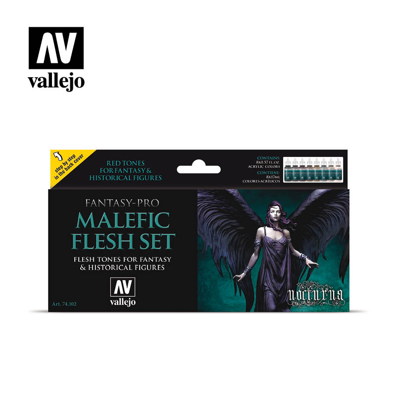 Vallejo Malefic Flesh Acrylic Paint Set, 8x17 ml