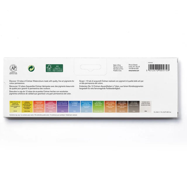 Winsor & Newton Cotman Watercolour Set, 12x8 ml