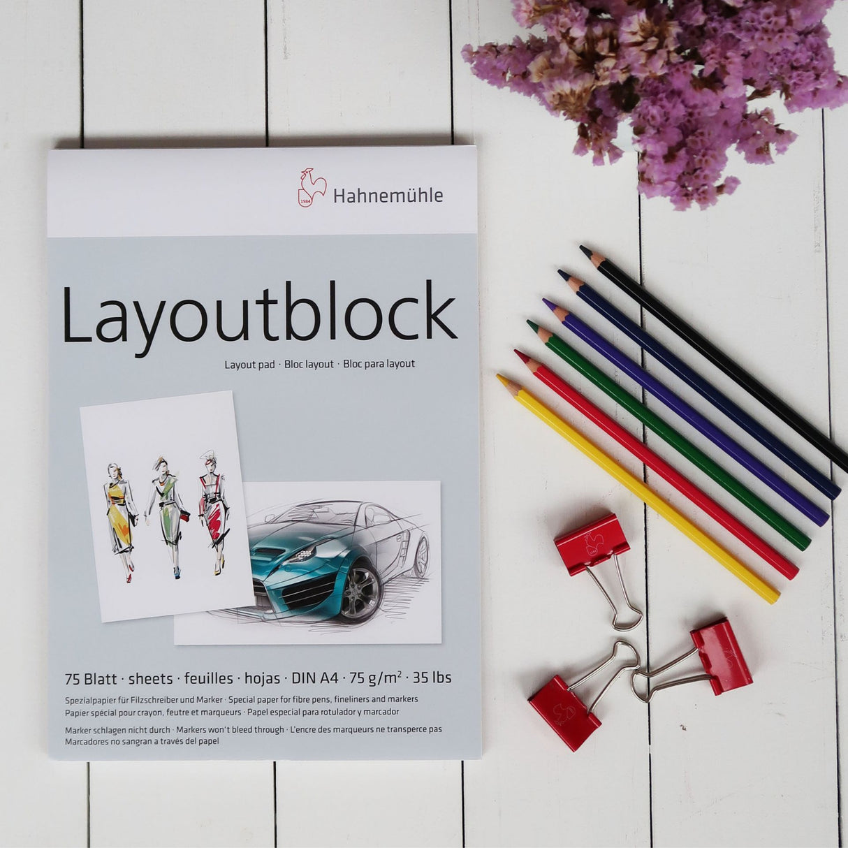 Hahnemühle Layoutblock Drawing Paper for Illustrations, 75 sheets, 75 gsm