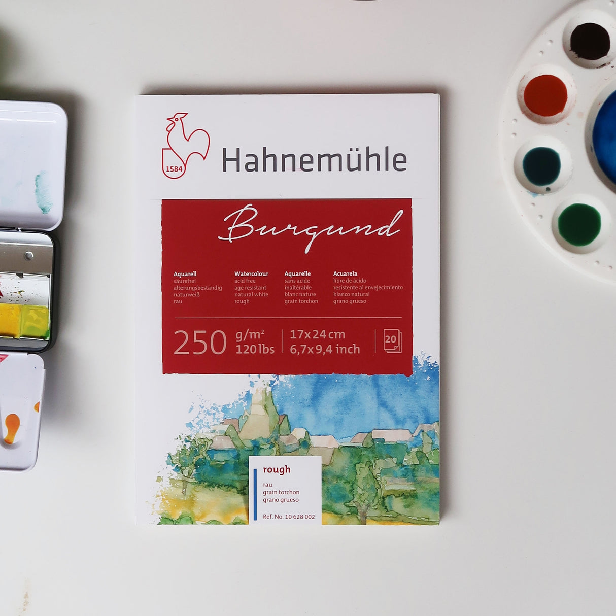 Hahnemühle Burgund Watercolour Paper Block, 20 sheets, 250 gsm