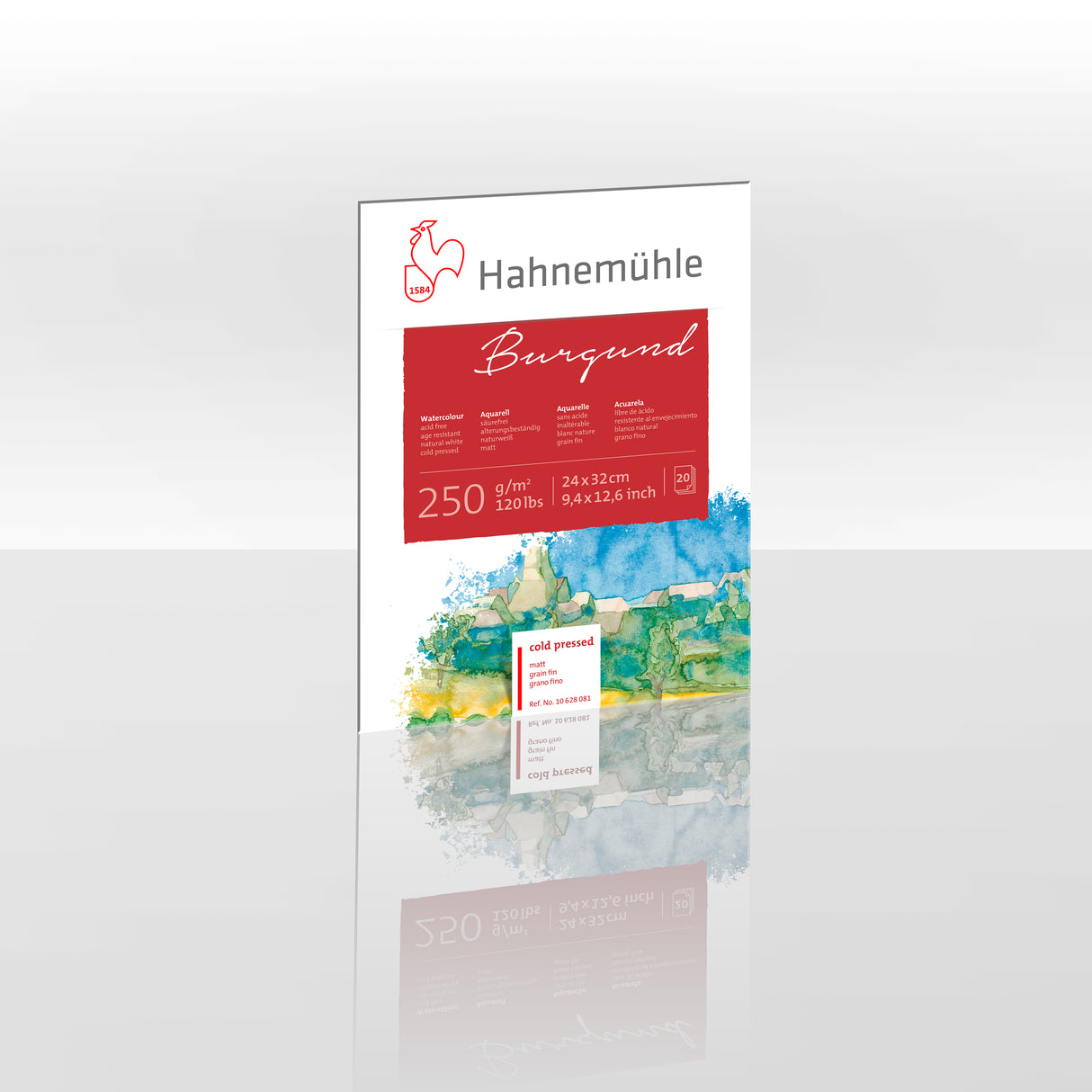 Hahnemühle Burgund Watercolour Paper Block, 20 sheets, 250 gsm