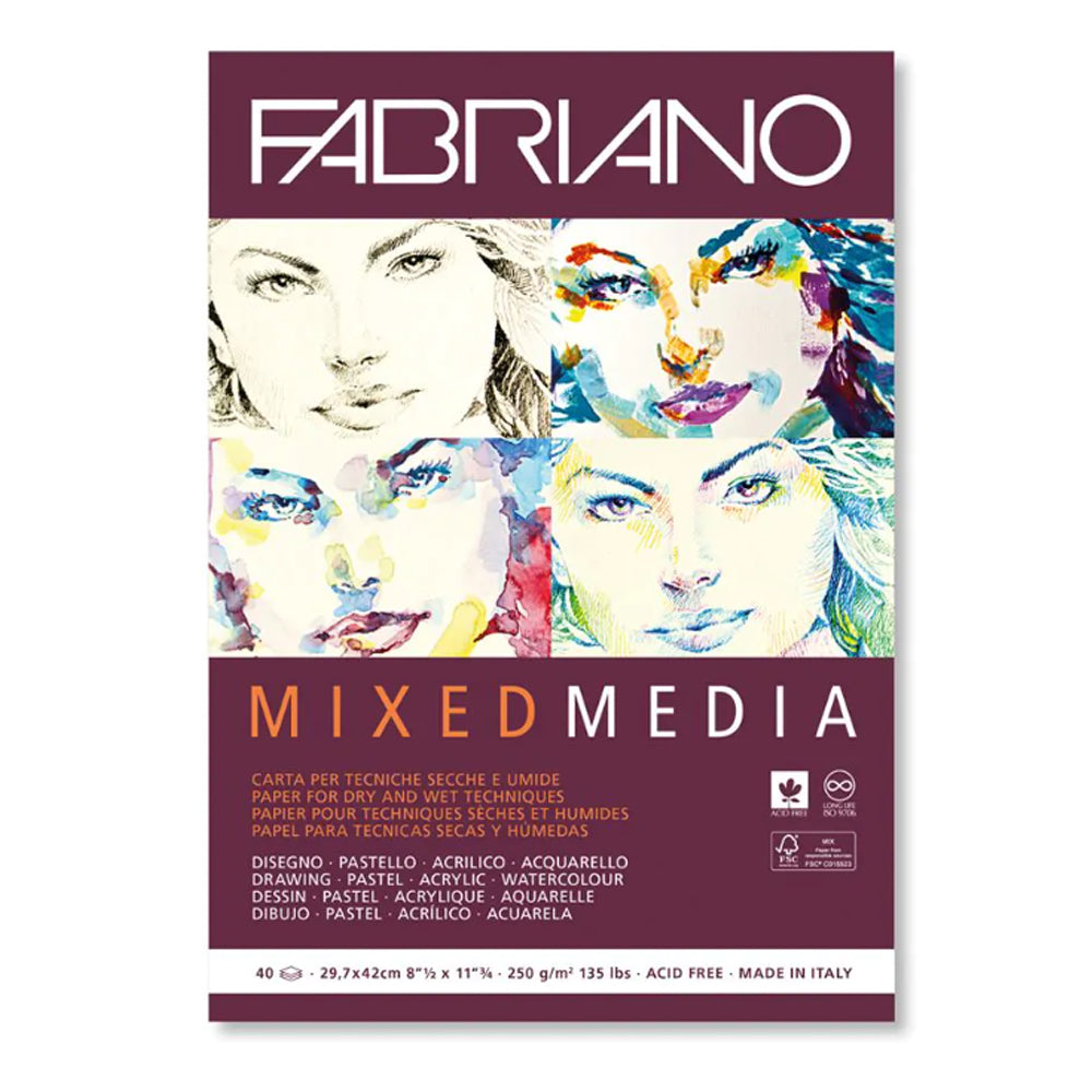 Fabriano Mixed Media Pad, 40 sheets, 250 gsm