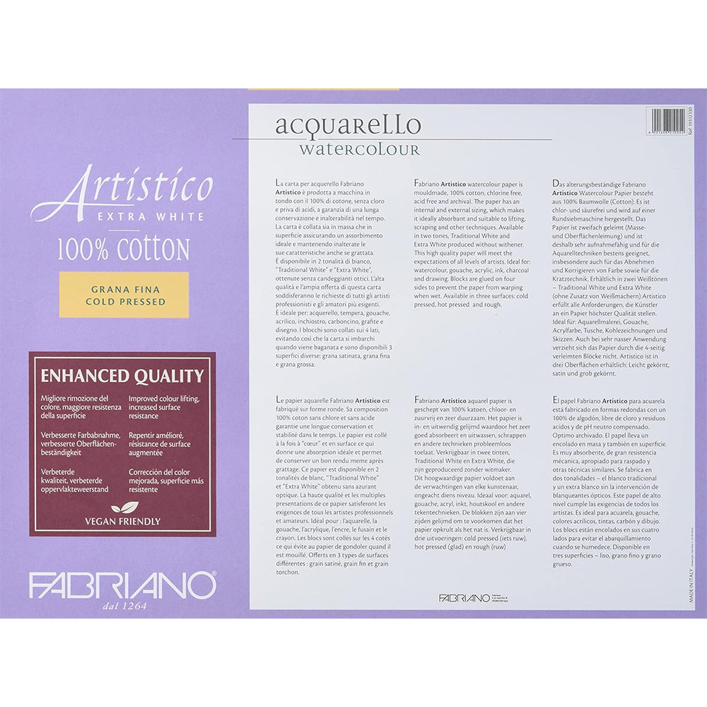 Fabriano Artistico Watercolour Paper Block, 300 gsm