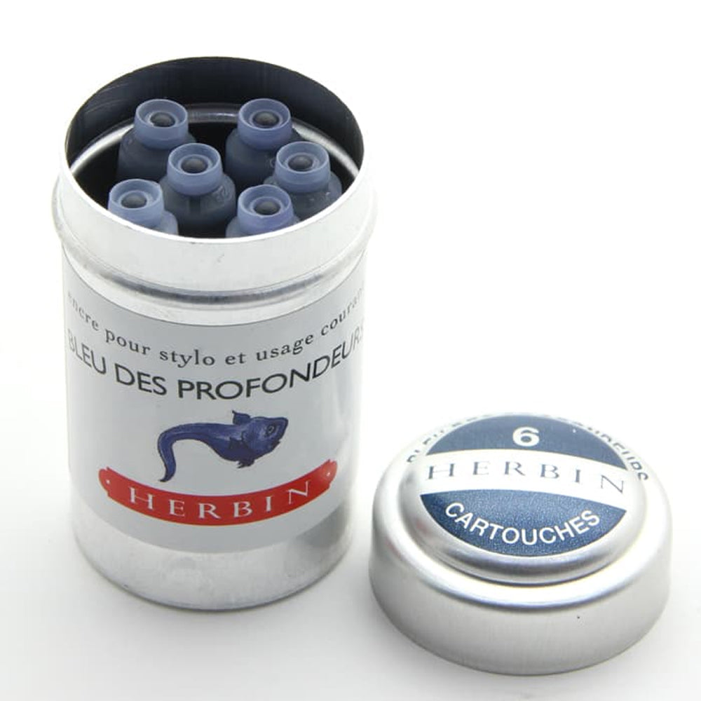 Jacques Herbin La Perle des Encres Ink Cartridges, Deep Blue, 6 pcs.