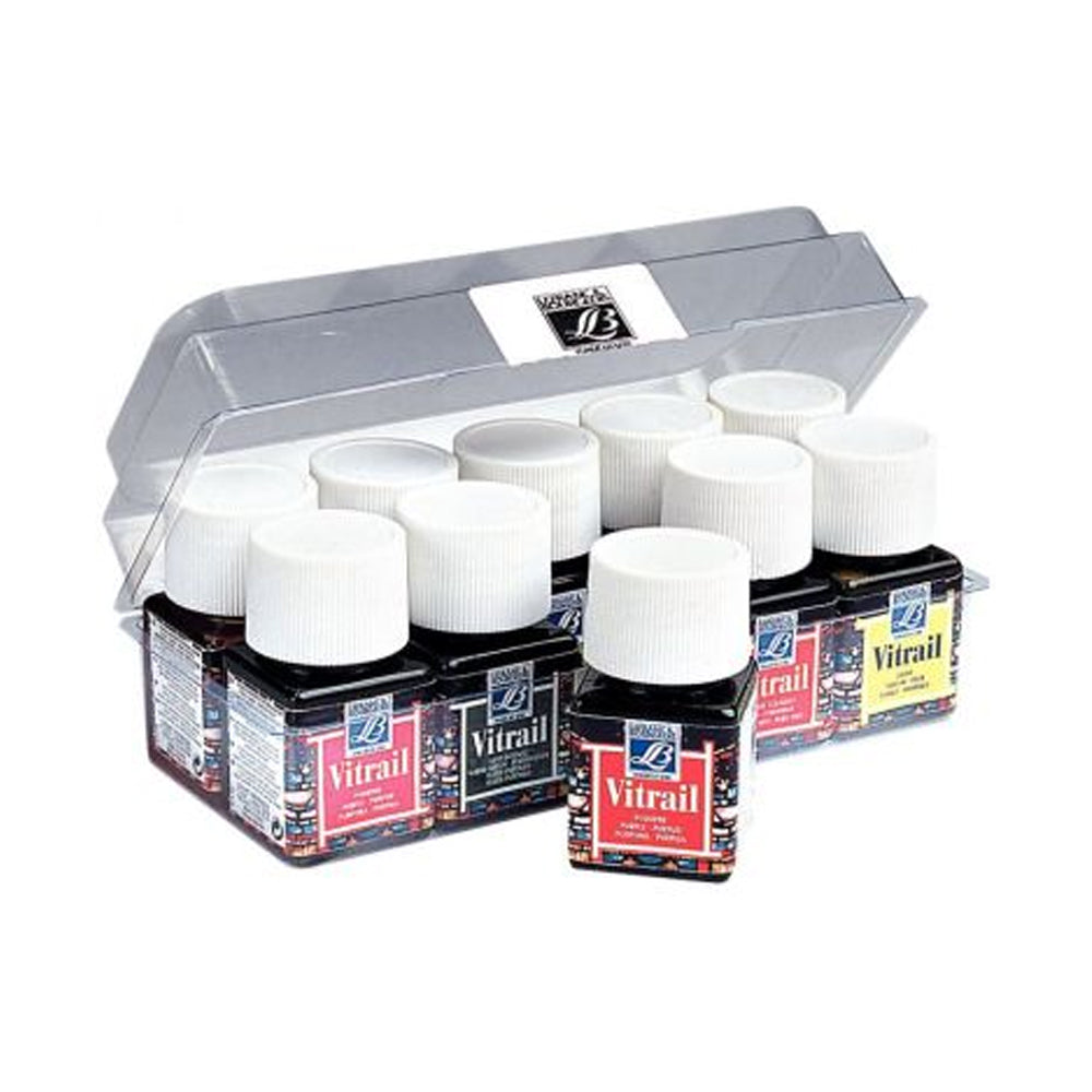 Lefranc Bourgeois Vitrail Glass Paint Set, 10x50 ml