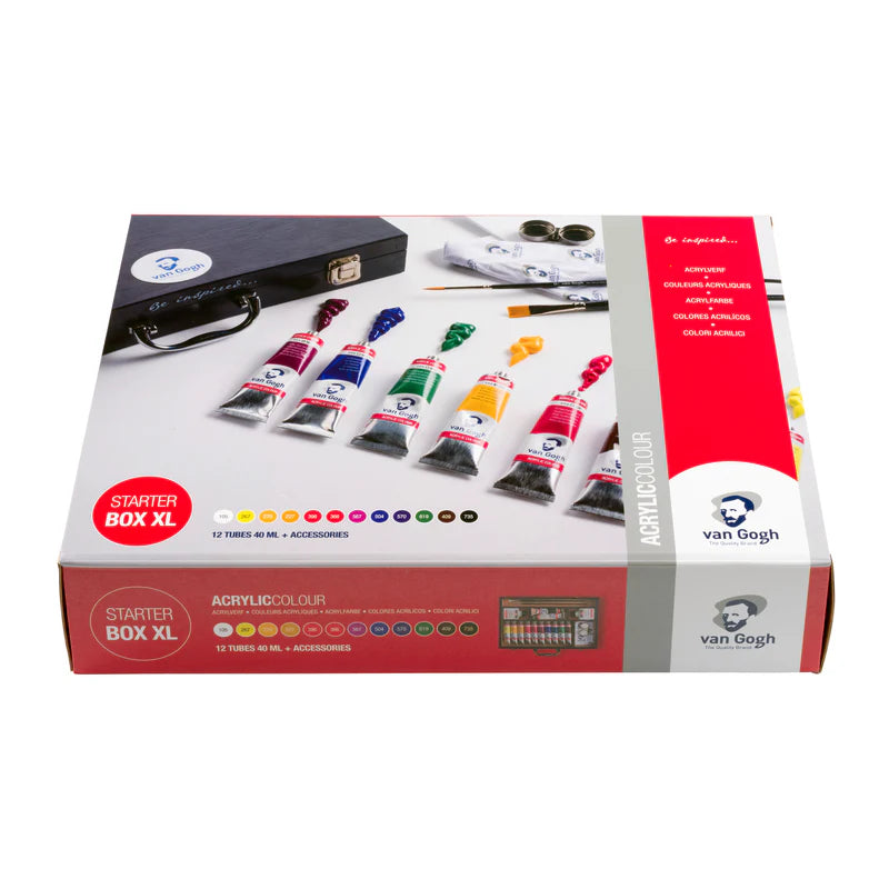 Van Gogh Acrylic Paint Starter Box XL, 12 x 40 ml + accessories