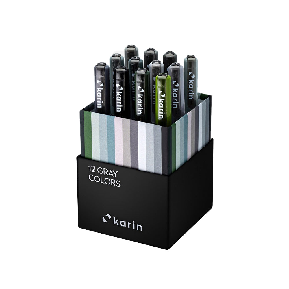 Karin Brushmarker PRO Markers Set | 12 Grey Colours