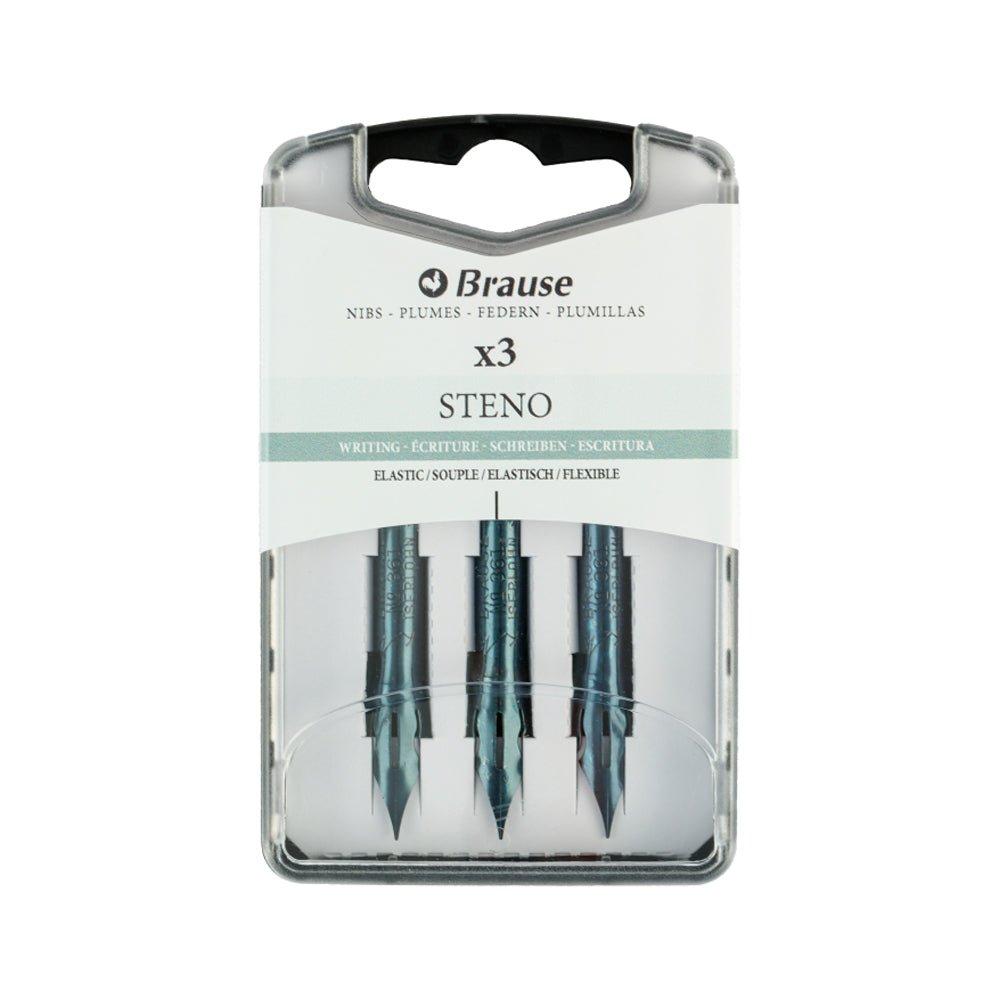 Brause Writing Nibs for Nib Holders, Steno, 3 pcs.