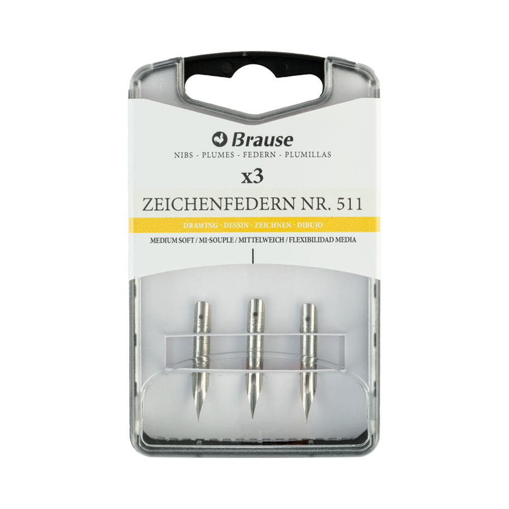 Brause Drawing Nibs for Nib Holders, No. 511, 3 pcs.