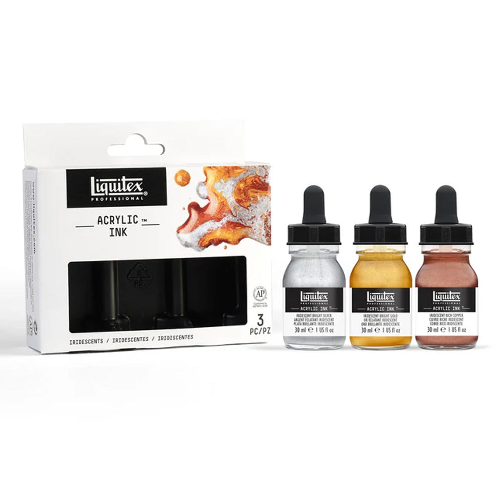 Liquitex Professional Acrylic Ink Iridescents Set, 3x30 ml