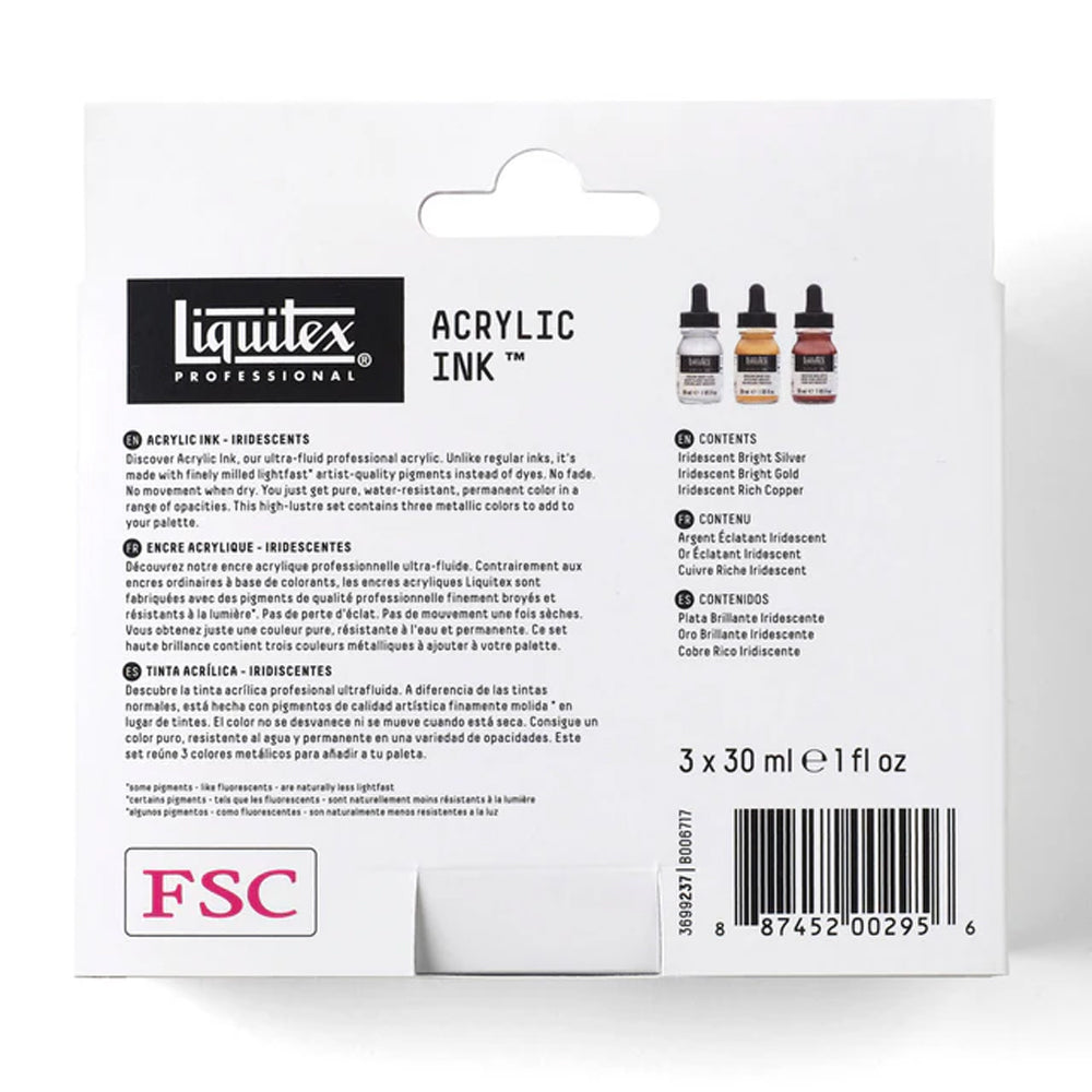 Liquitex Professional Acrylic Ink Iridescents Set, 3x30 ml