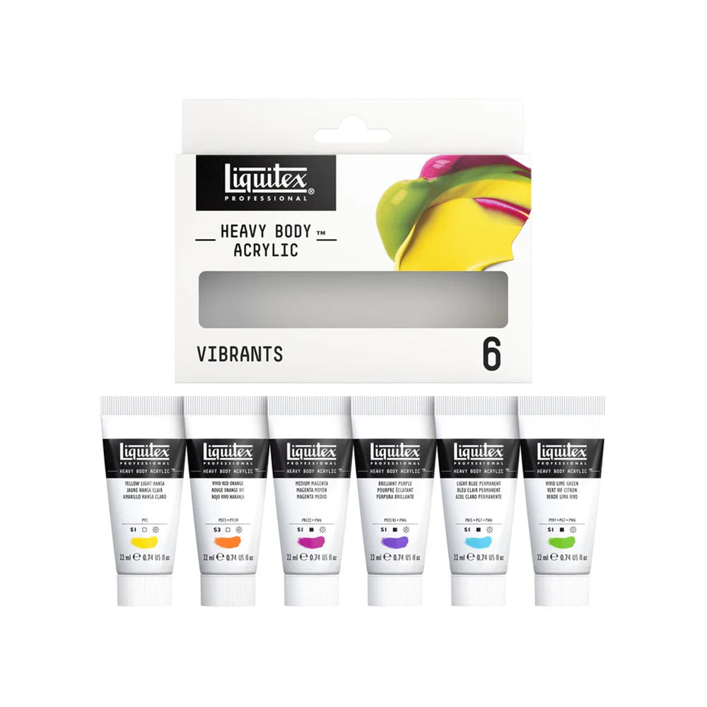 Liquitex Heavy Body Vibrant Acrylic Paint Set, 6x22 ml