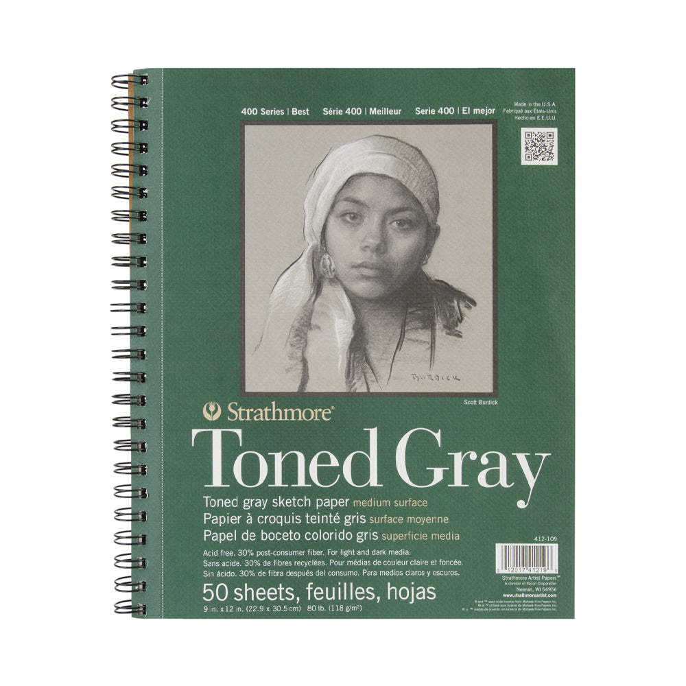 Strathmore Toned Gray 400 Series Paper Wire Bound Pad, 118 gsm