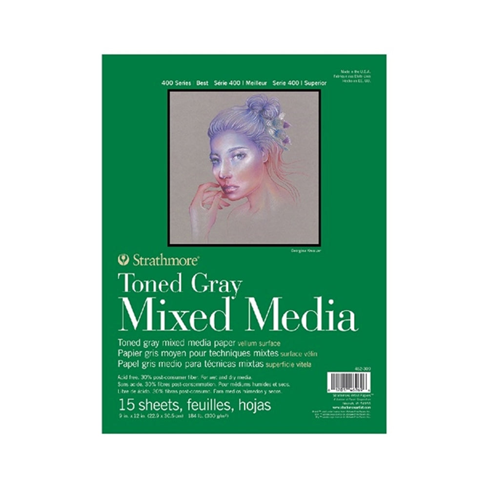 Strathmore Mixed Media 400 Series Toned Gray Paper Pad, 300 gsm, 15 sheets